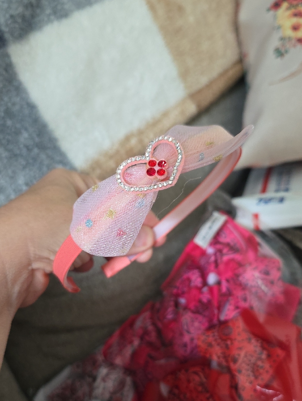 Kids Pink Heart Gem Headband - Unbranded